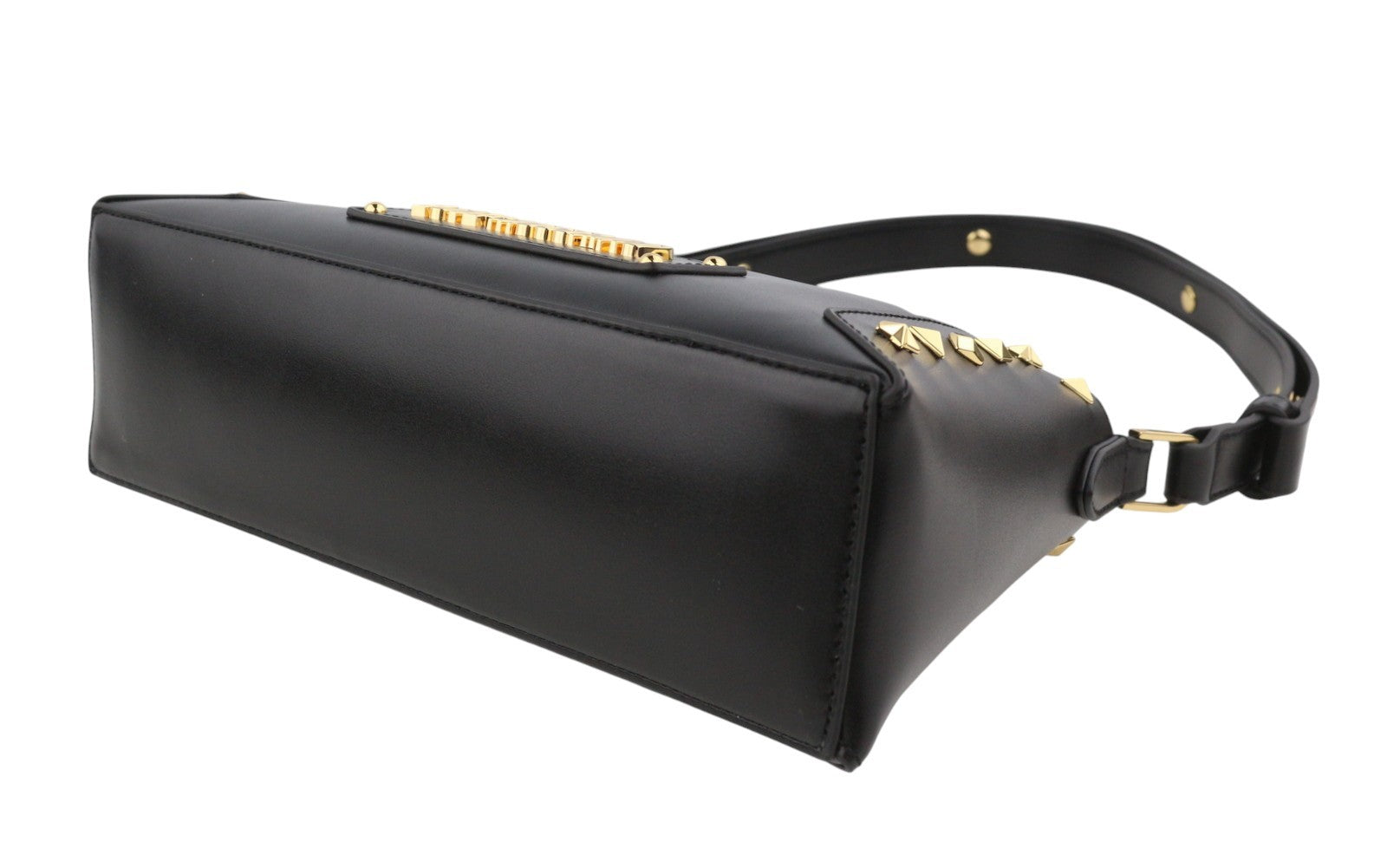 LOVE MOSCHINO Borsa PU Nero+Borchie Women Bag OS Black Gold Tone Detail