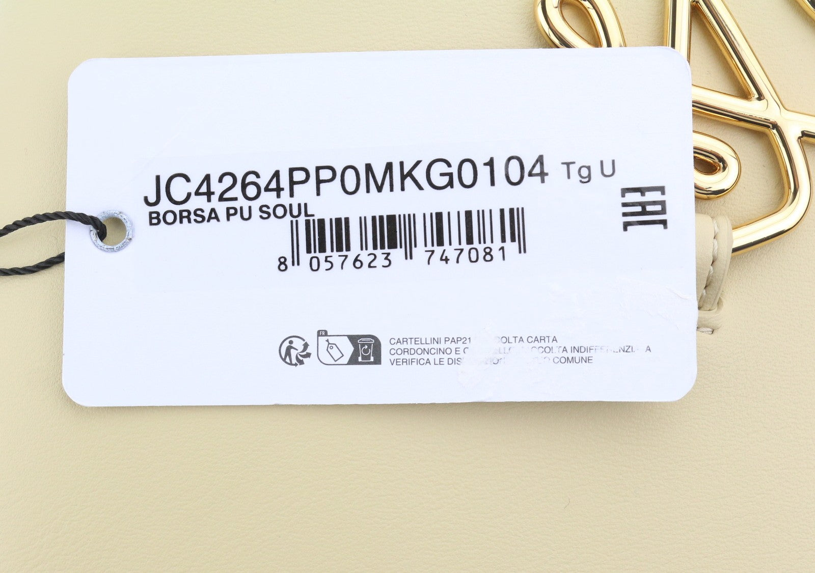 LOVE MOSCHINO Borsa PU Soul Women Bag OS Beige Gold Tone Detail Crossbody RRP210