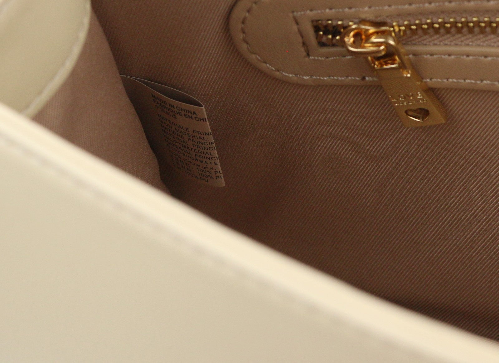 LOVE MOSCHINO Borsa PU Soul Women Bag OS Beige Gold Tone Detail Crossbody RRP210