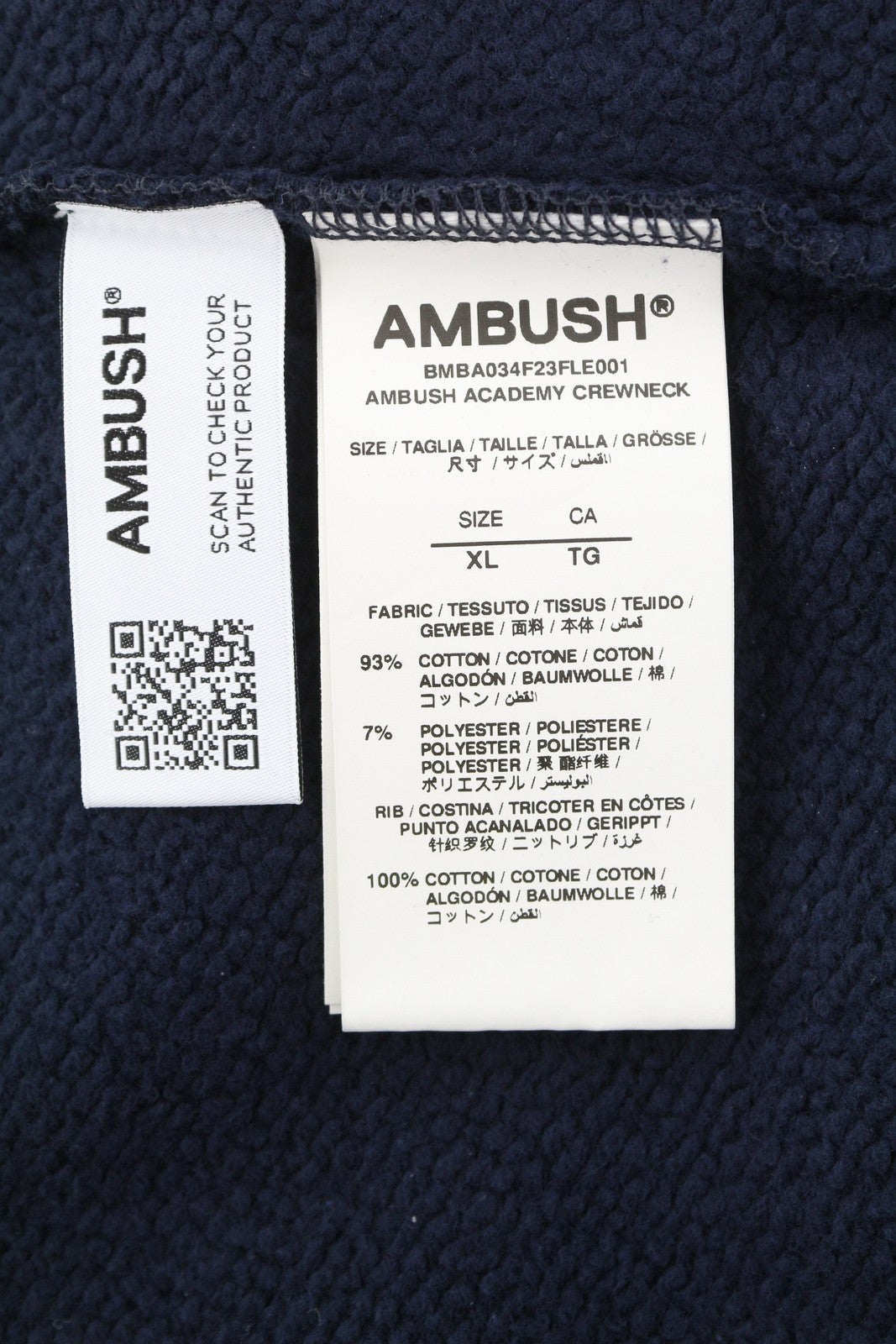 AMBUSH Academy Crewneck Navy Valiant Men Sweatshirt XL Logo Pullover RRP532