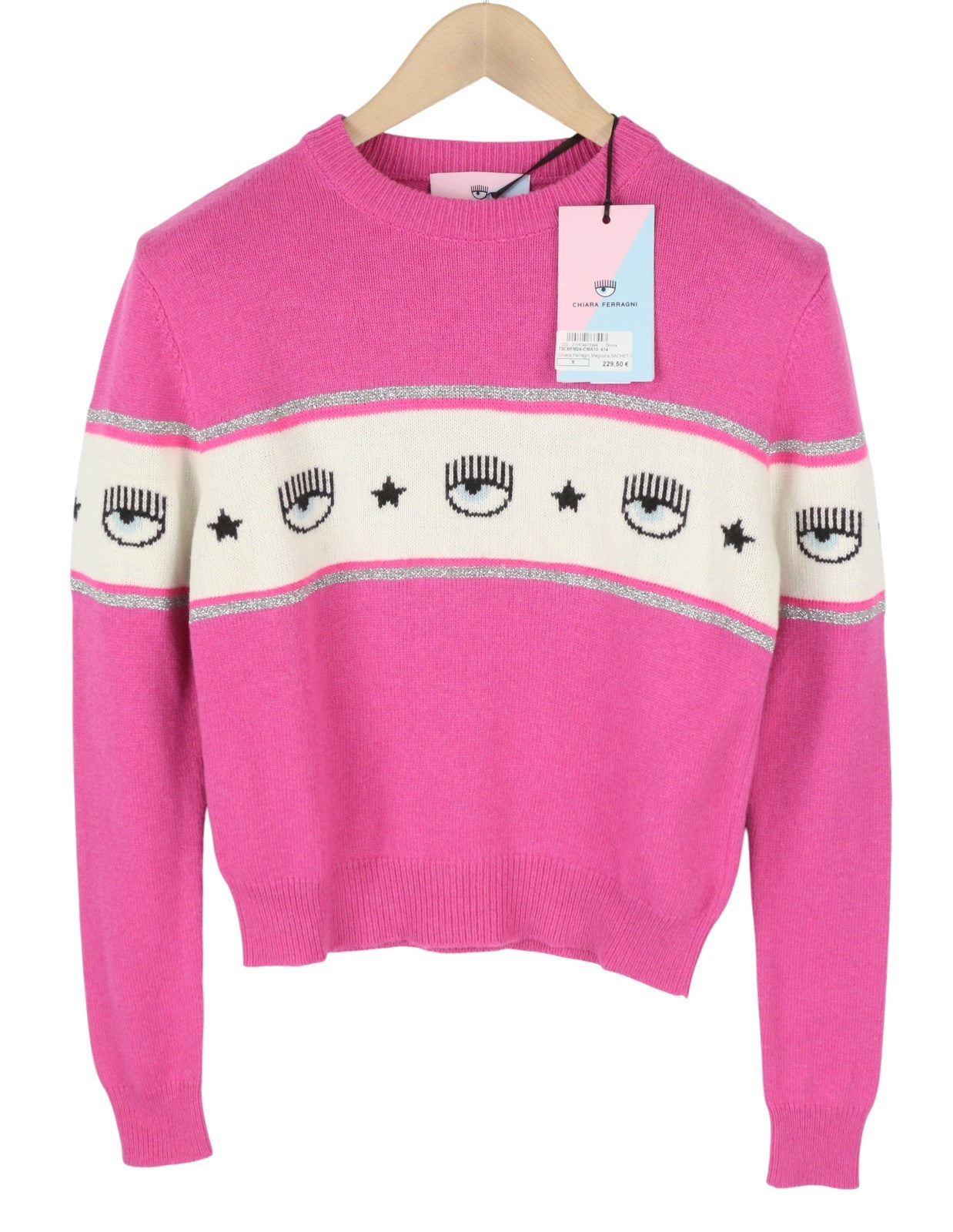 CHIARA FERRAGNI Maxilogo Mania Women Jumper S Wool Cashmere Blend Crop RRP248