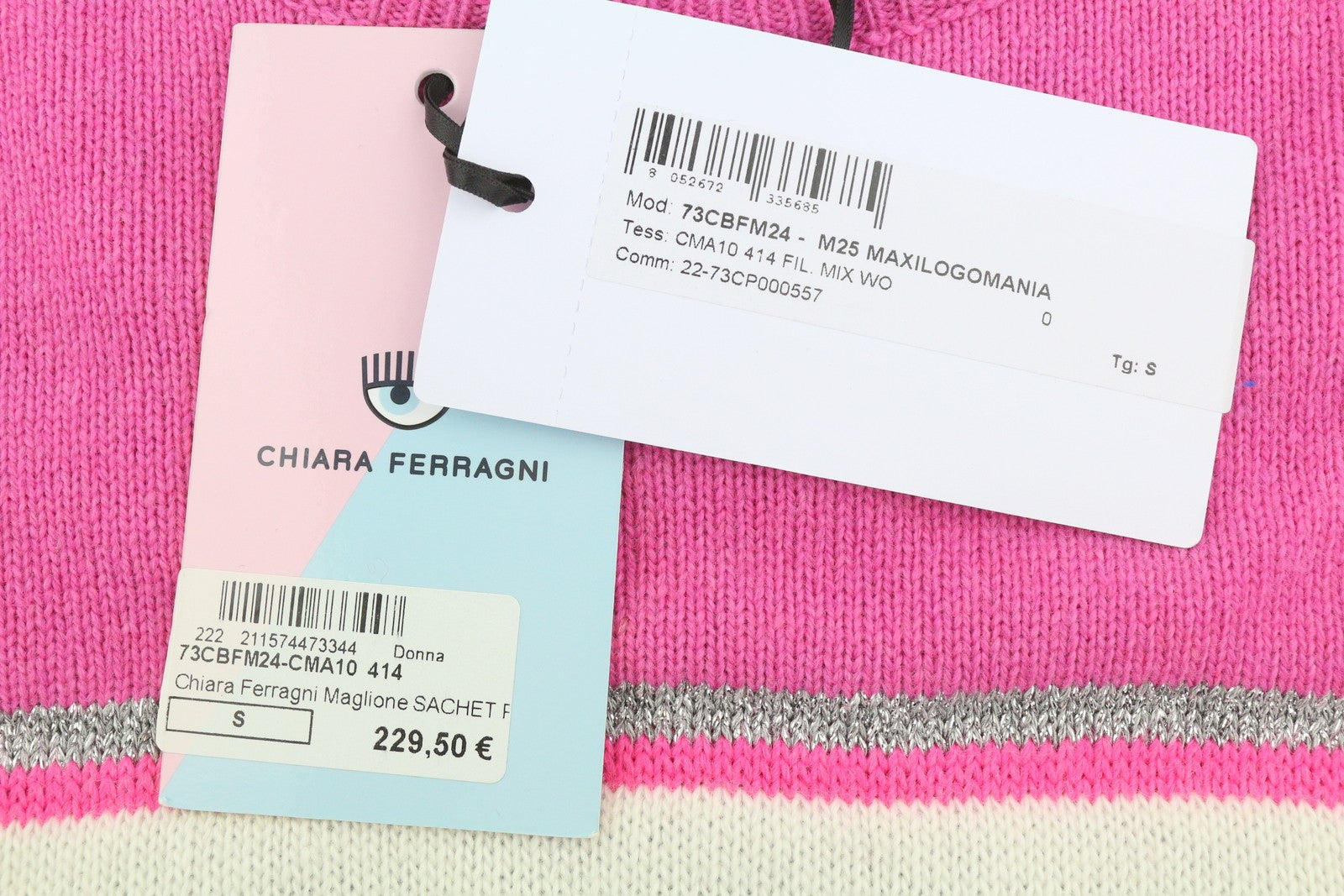 CHIARA FERRAGNI Maxilogo Mania Women Jumper S Wool Cashmere Blend Crop RRP248