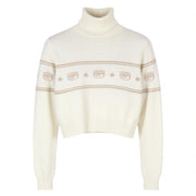 CHIARA FERRAGNI Women Jumper 2XS White Wool Cashmere Blend Knit Cropped RRP225