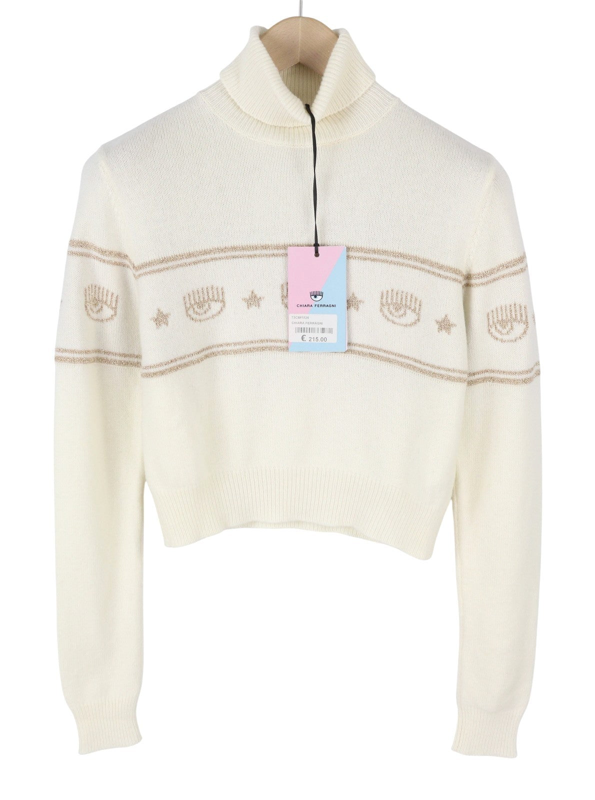 CHIARA FERRAGNI Women Jumper 2XS White Wool Cashmere Blend Knit Cropped RRP225