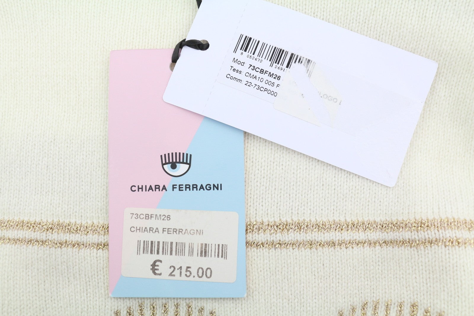 CHIARA FERRAGNI Women Jumper 2XS White Wool Cashmere Blend Knit Cropped RRP225