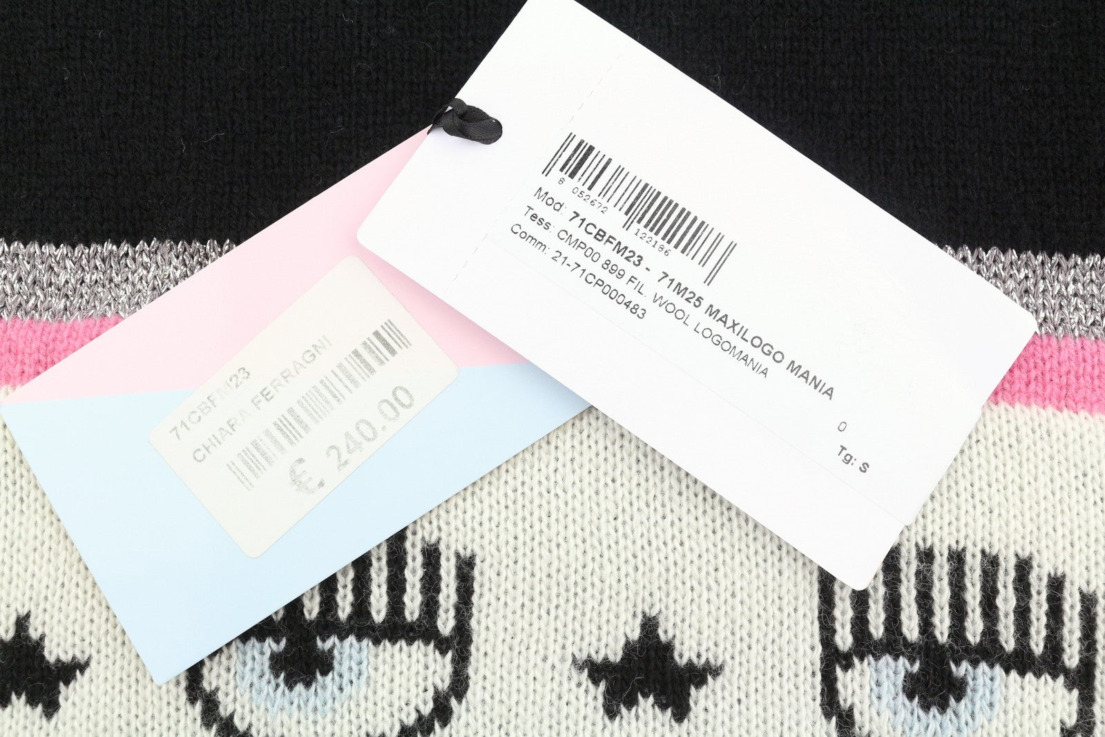 CHIARA FERRAGNI Maxilogo Mania Women Jumper S Wool Cashmere Cropped RRP248