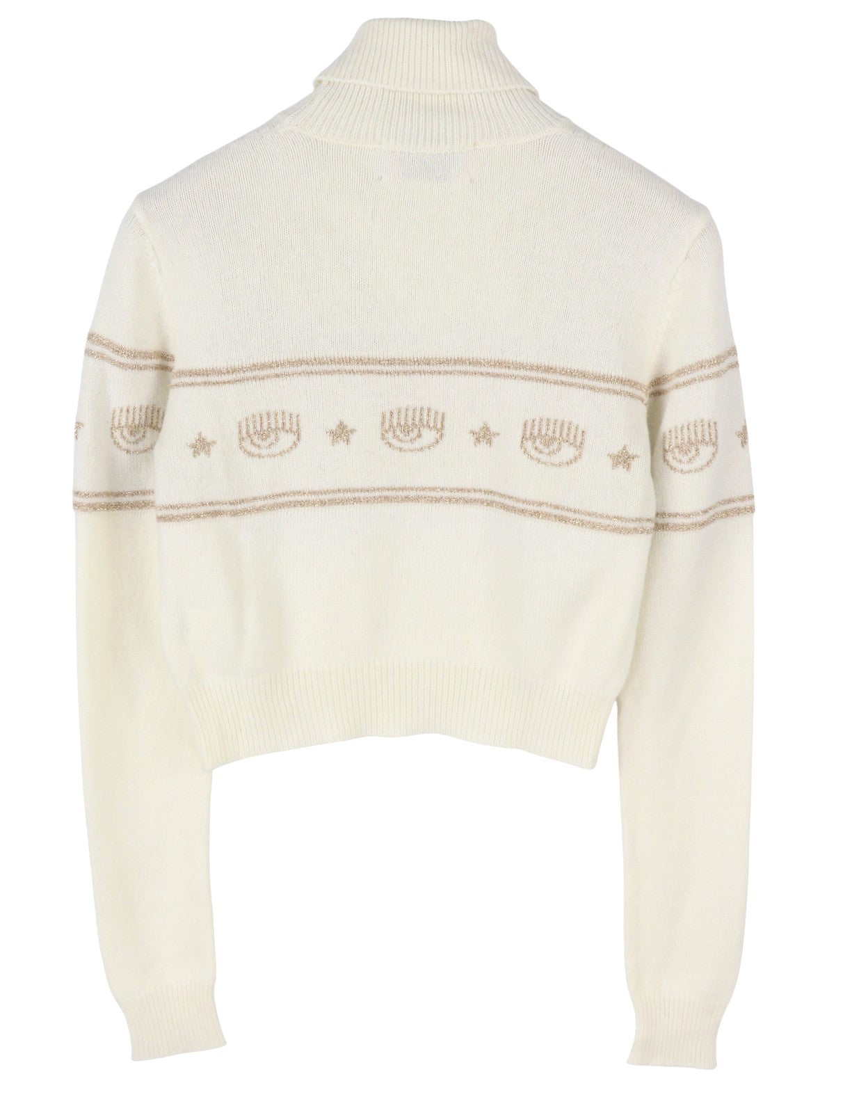 CHIARA FERRAGNI Women Jumper XS White Wool Cashmere Blend Knitted Cropped RRP225