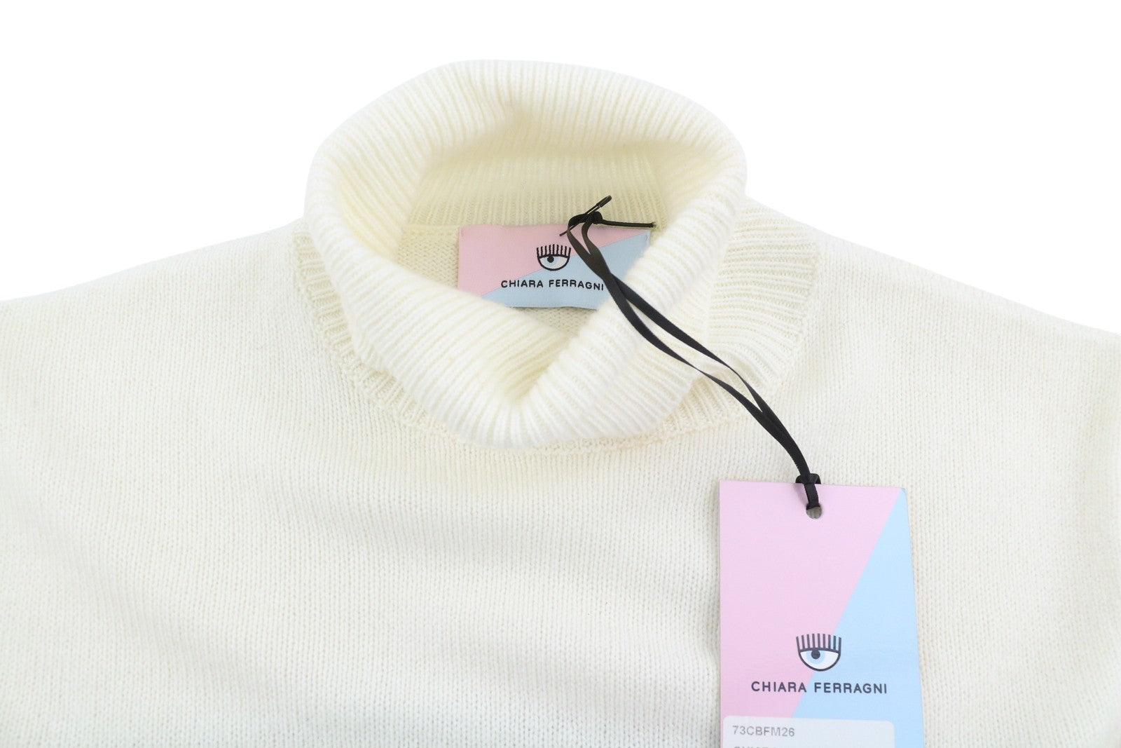 CHIARA FERRAGNI Women Jumper XS White Wool Cashmere Blend Knitted Cropped RRP225