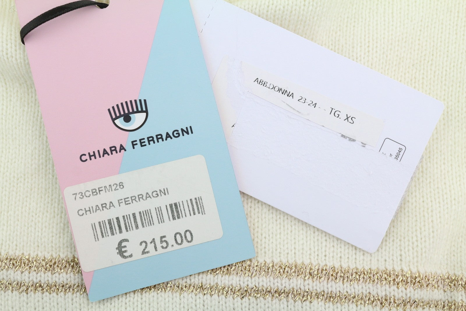 CHIARA FERRAGNI Women Jumper XS White Wool Cashmere Blend Knitted Cropped RRP225