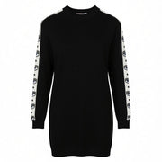 CHIARA FERRAGNI Logomania Tape Women Dress L Black Wool Blend Knit Logo RRP297