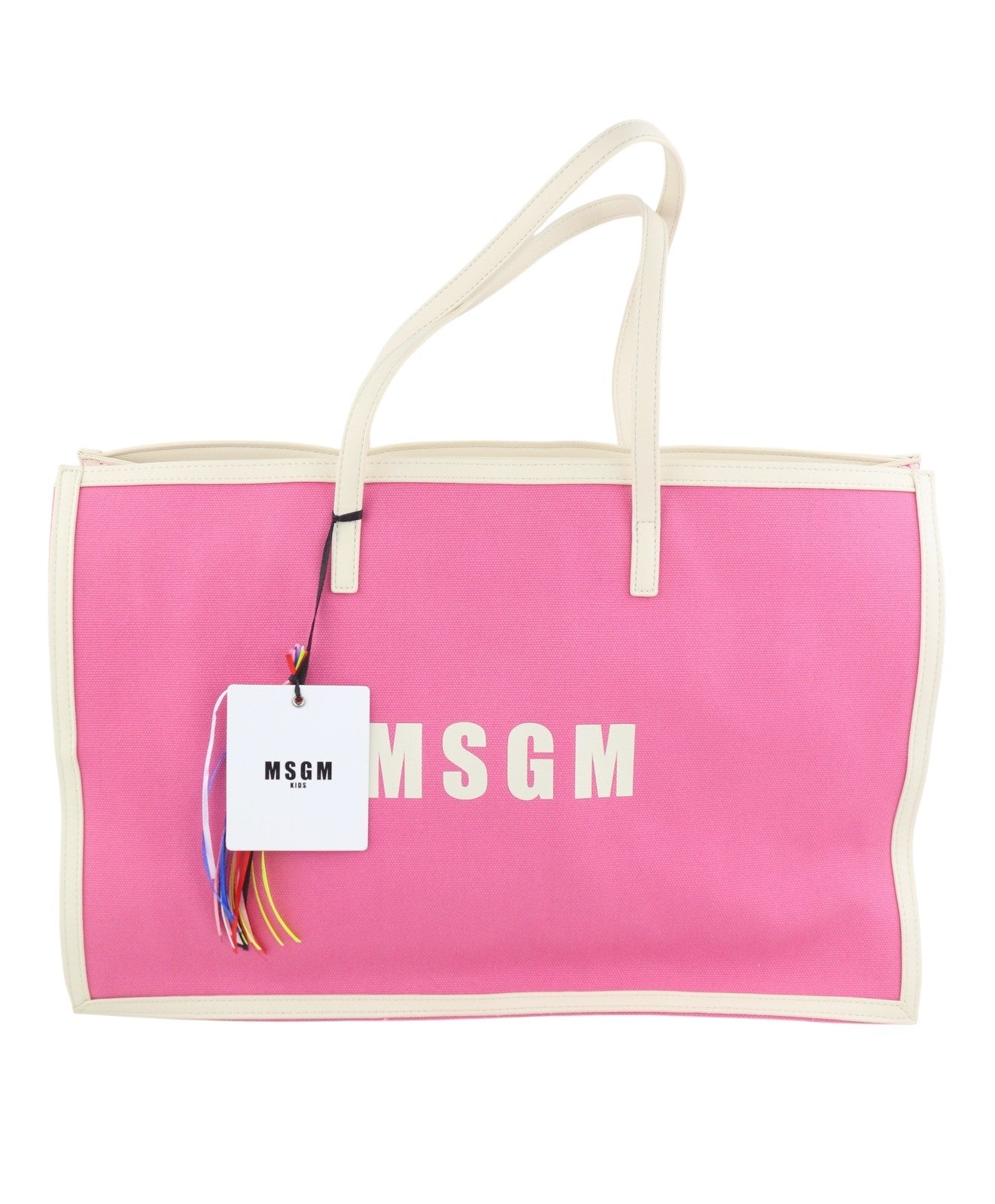 MSGM Shopper Canvas Girl Women Bag OS Pink Double Handles Zipper Tote