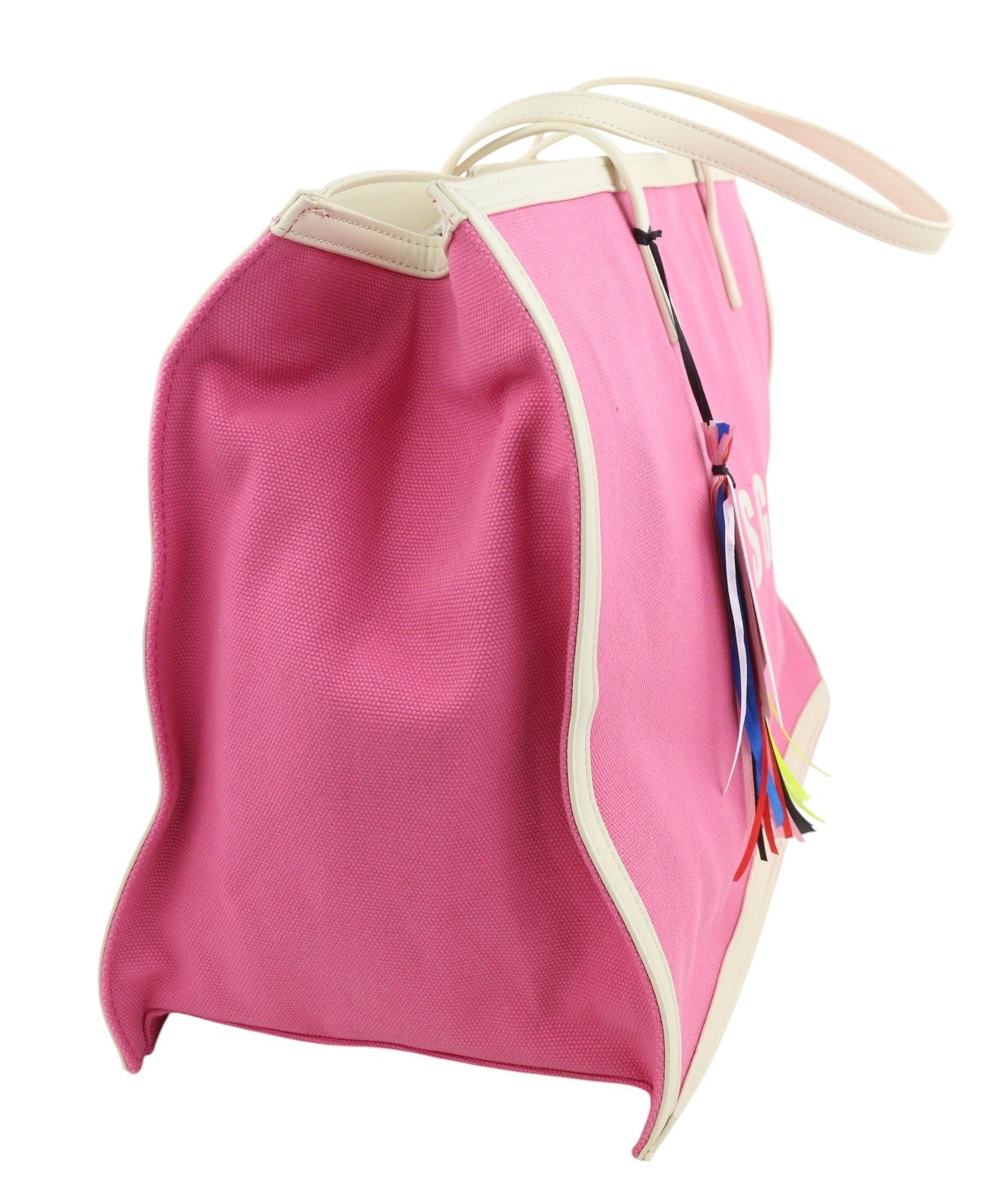 MSGM Shopper Canvas Girl Women Bag OS Pink Double Handles Zipper Tote