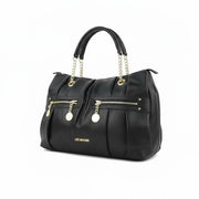 LOVE MOSCHINO Borsa PU Grs Nero Women Bag OS Gold Tone Double Handles RRP219