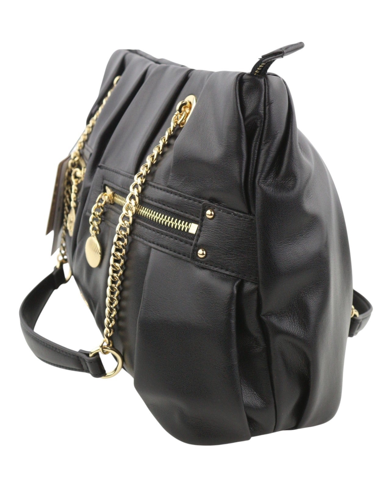 LOVE MOSCHINO Borsa PU Grs Nero Women Bag OS Gold Tone Double Handles RRP219