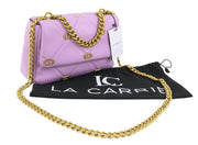 LA CARRIE Stich&Spun Logos Women Bag OS Purple Leather Quilted Crossbody