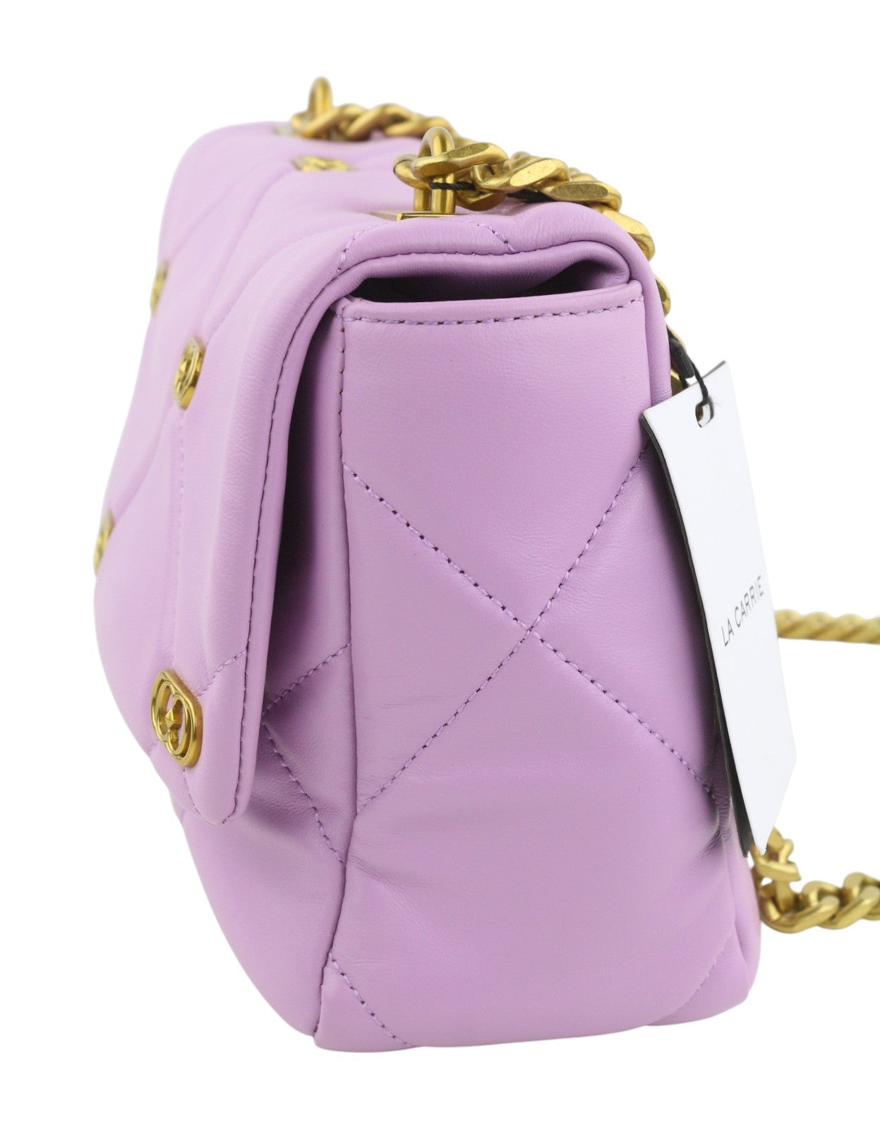 LA CARRIE Stich&Spun Logos Women Bag OS Purple Leather Quilted Crossbody
