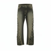 OFF-WHITE Men Jeans W34 Black Distress Faded Button Fly Regular Fit AW25