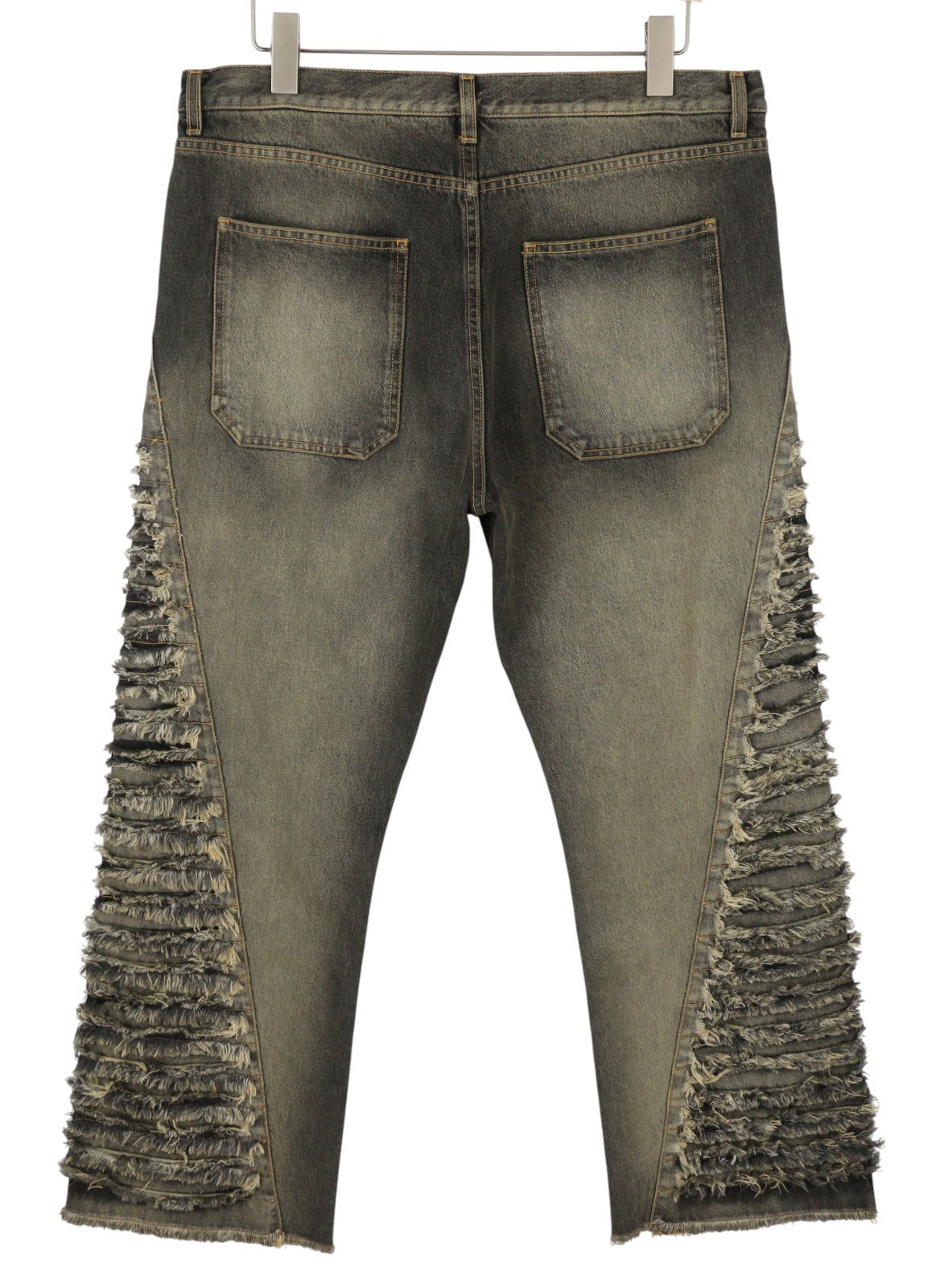 OFF-WHITE Men Jeans W34 Black Distress Faded Button Fly Regular Fit AW25