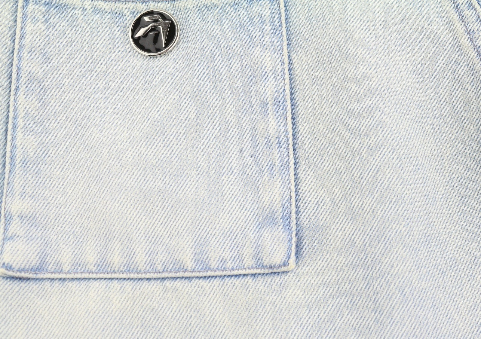 AMBUSH Men Jacket M Light Blue Faded Washed Spread Neck Patch Pocket Denim