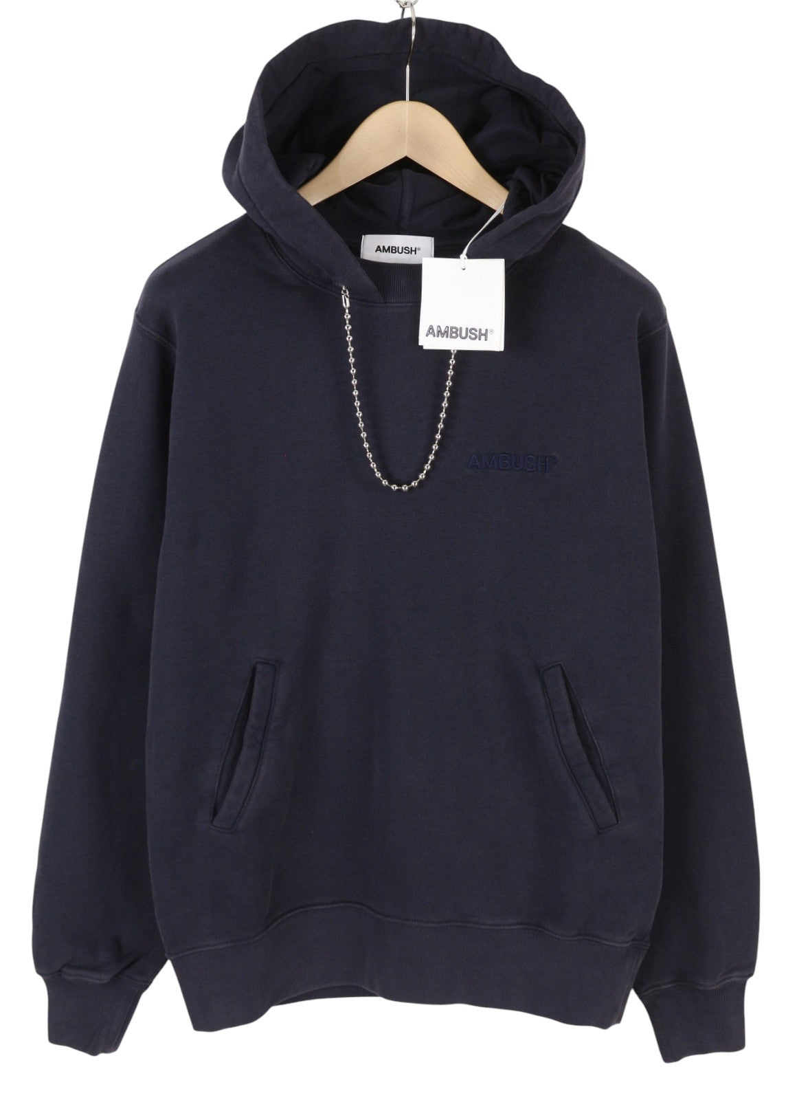 AMBUSH Ballchain Navy Men Hoodie M Faded Kangaroo Pocket Embroidered RRP1235