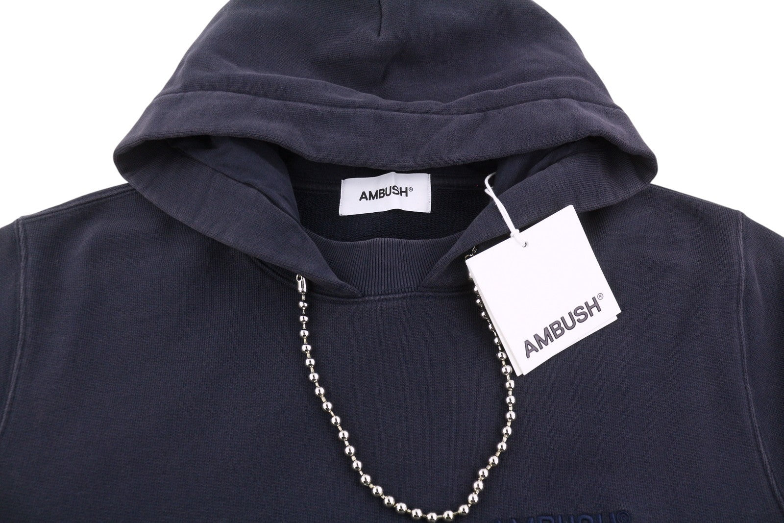 AMBUSH Ballchain Navy Men Hoodie M Faded Kangaroo Pocket Embroidered RRP1235