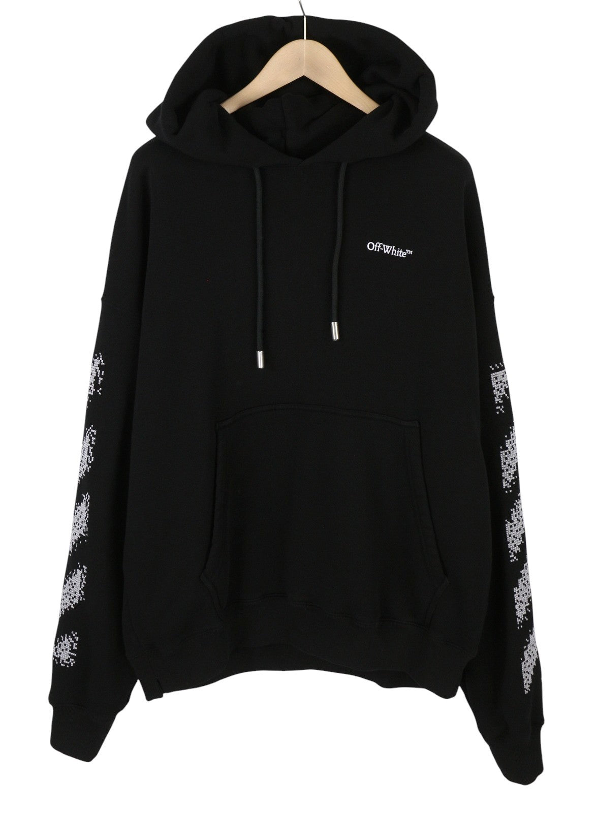 OFF-WHITE Scribble Men Hoodie XL Black Kangaroo Pocket Oversized Logo RRP539