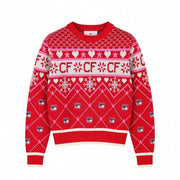 CHIARA FERRAGNI Norway Women Jumper S Red Wool Blend Tight-Knit Christmas Print