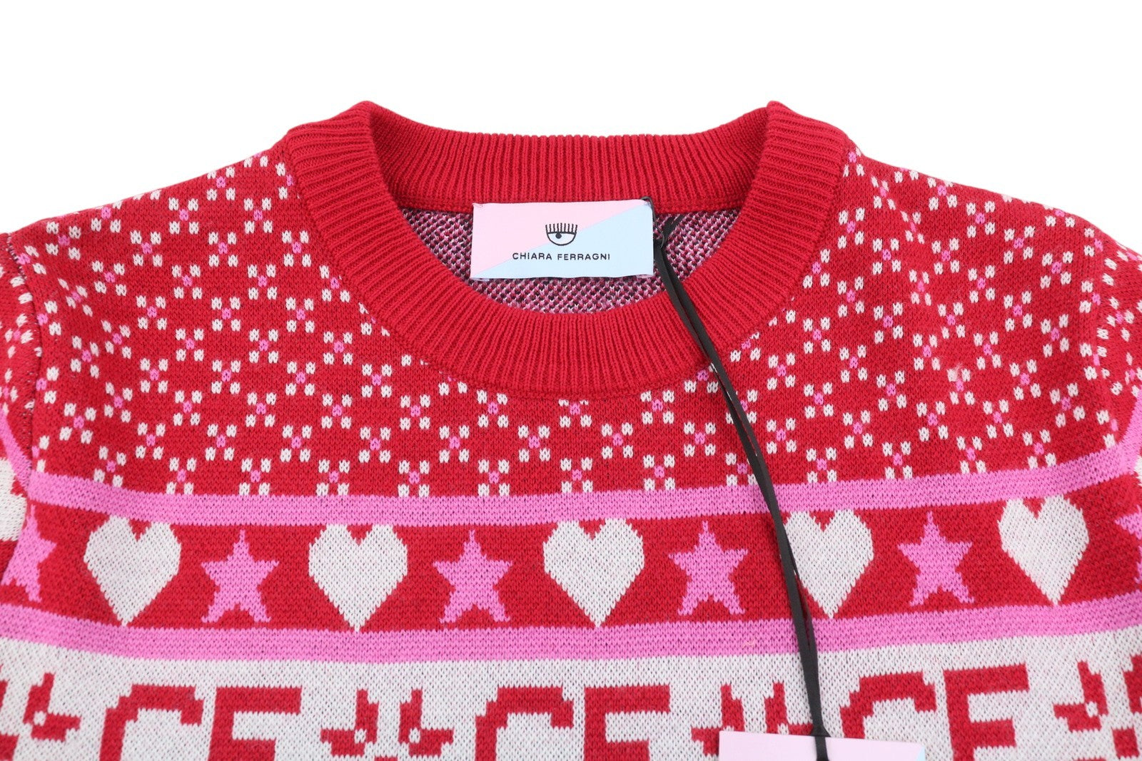 CHIARA FERRAGNI Norway Women Jumper S Red Wool Blend Tight-Knit Christmas Print