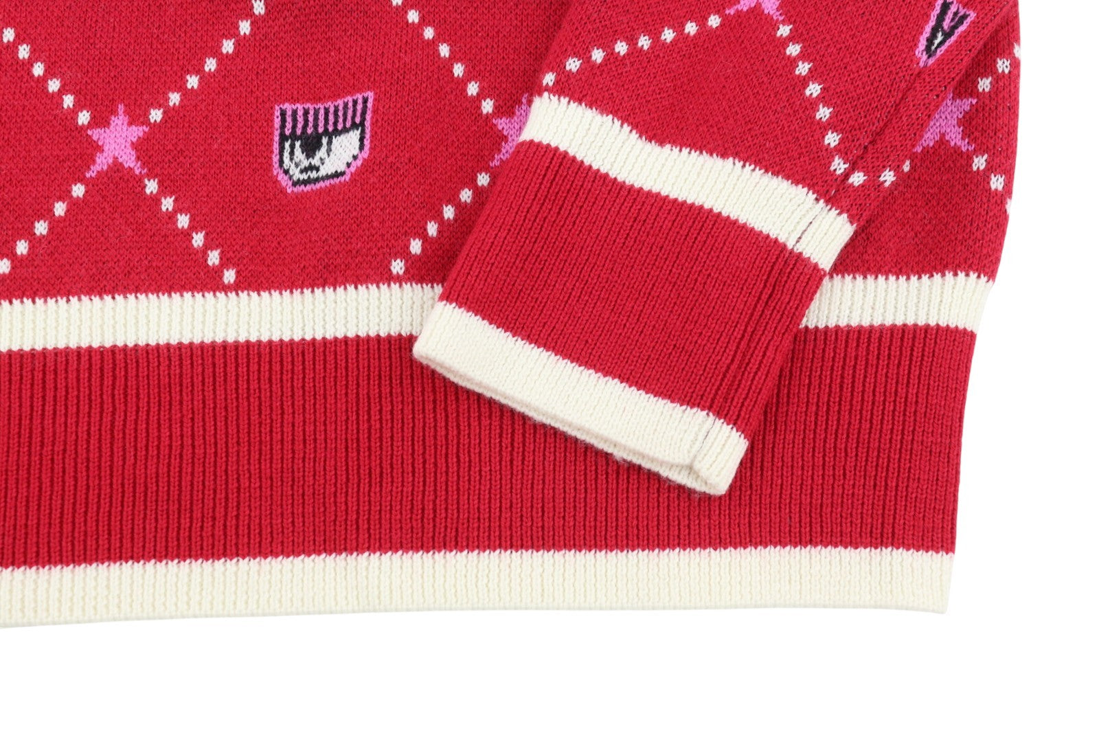 CHIARA FERRAGNI Norway Women Jumper S Red Wool Blend Tight-Knit Christmas Print