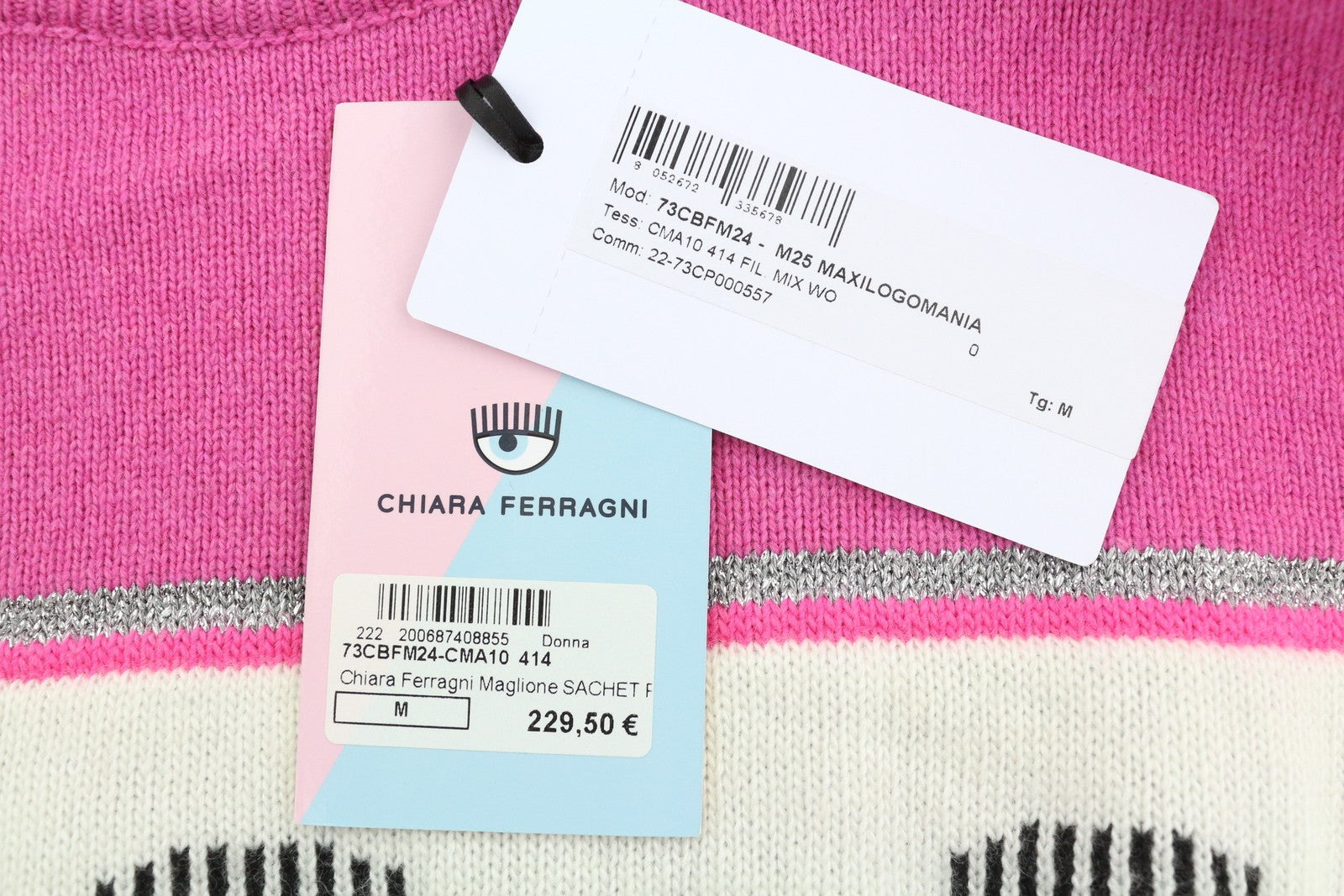 CHIARA FERRAGNI Maxilogo Mania Women Jumper M Wool Cashmere Blend Crop RRP248