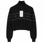 CHIARA FERRAGNI Maxilogo Lurex Women Jumper M Black Wool Cashmere Blend RRP220