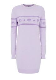 CHIARA FERRAGNI Women Dress 2XS Purple Wool Cashmere Blend Knit Mini RRP289