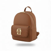 LOVE MOSCHINO Zaino PU Cammello Women Bag OS Brown Logo Zipped Backpack RRP232