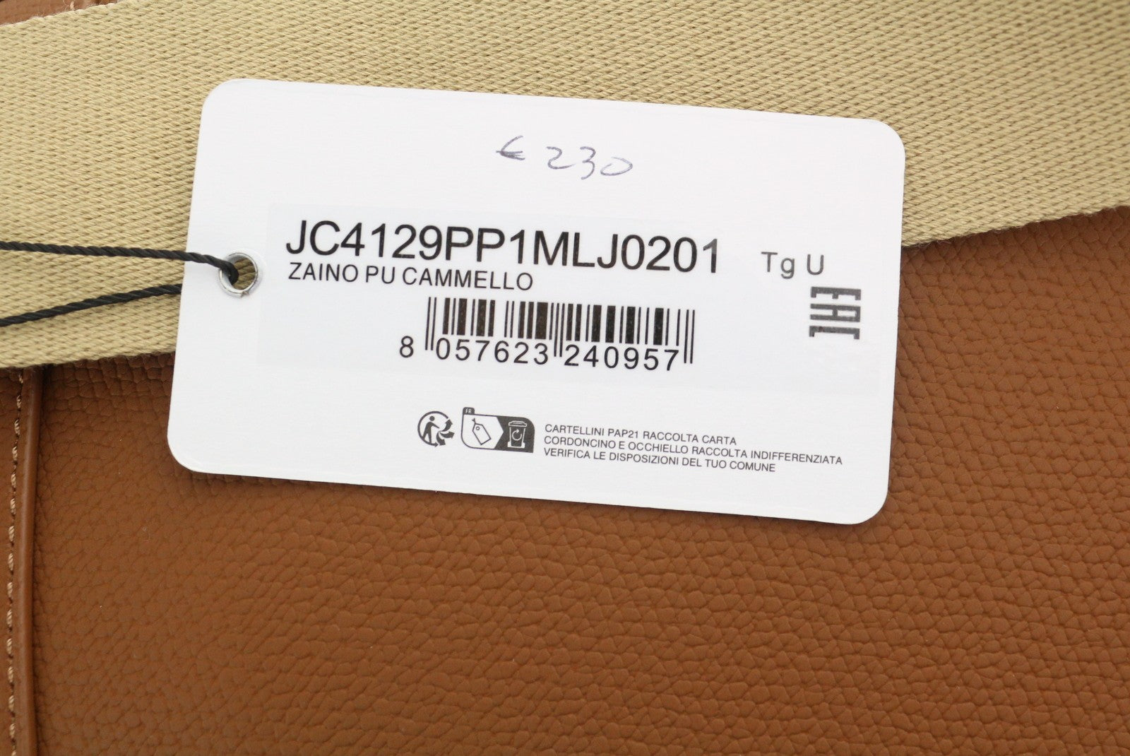 LOVE MOSCHINO Zaino PU Cammello Women Bag OS Brown Logo Zipped Backpack RRP232