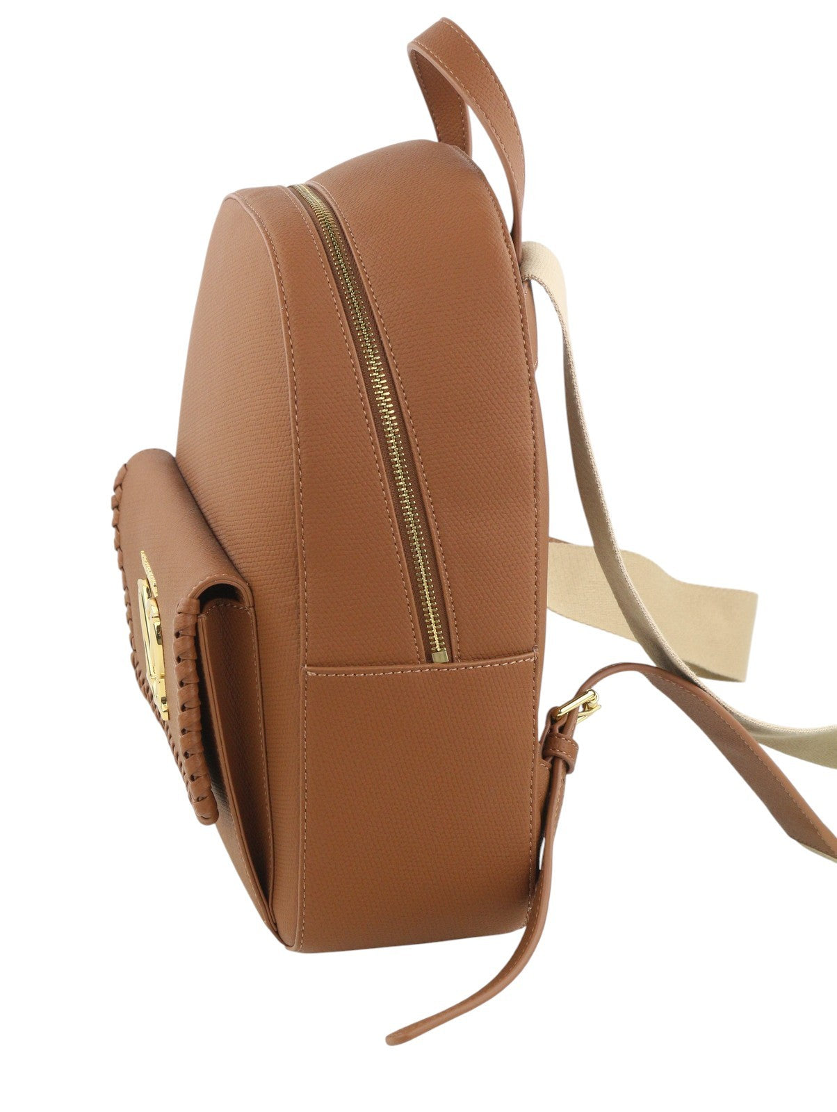 LOVE MOSCHINO Zaino PU Cammello Women Bag OS Brown Logo Zipped Backpack RRP232