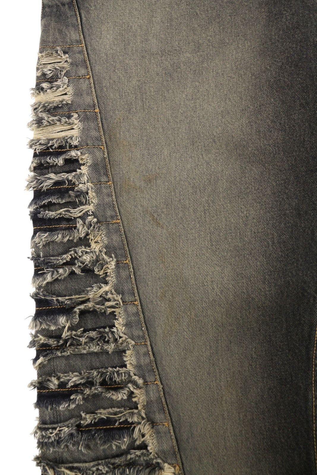 OFF-WHITE Men Jeans W32 Black Distress Faded Button Fly Regular Fit AW25