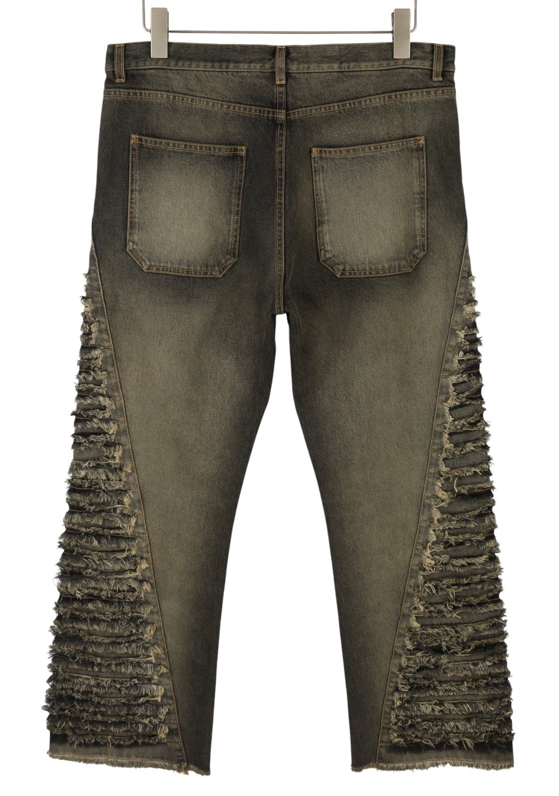 OFF-WHITE Men Jeans W32 Black Distress Faded Button Fly Regular Fit AW25