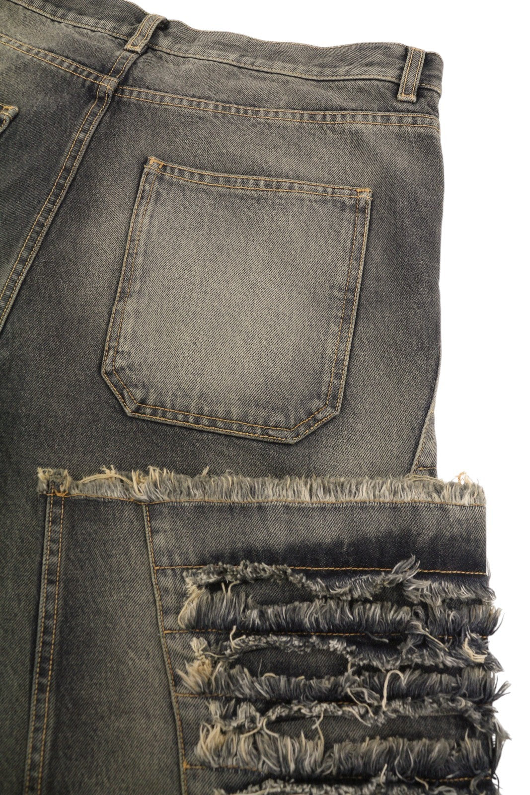 OFF-WHITE Men Jeans W32 Black Distress Faded Button Fly Regular Fit AW25