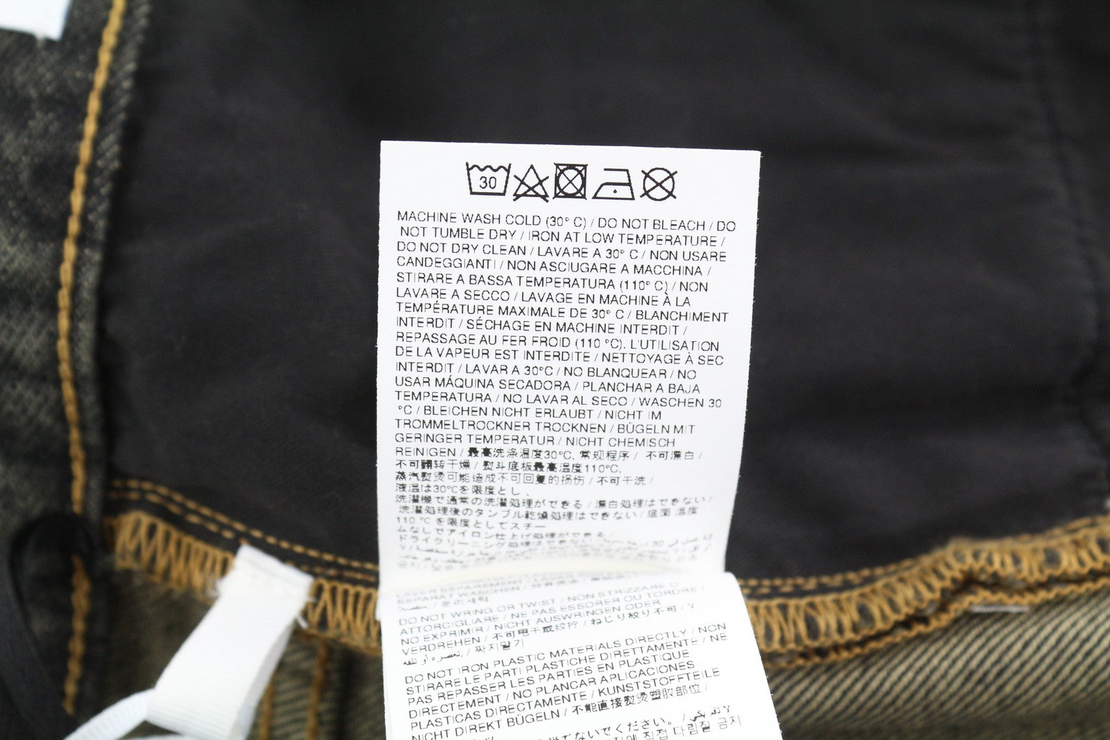 OFF-WHITE Men Jeans W32 Black Distress Faded Button Fly Regular Fit AW25