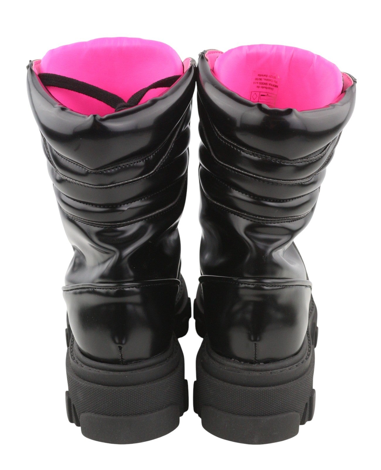 CHIARA FERRAGNI Vegan Abraded Leather Women Boots EU38 Black Chunky Sole RRP322