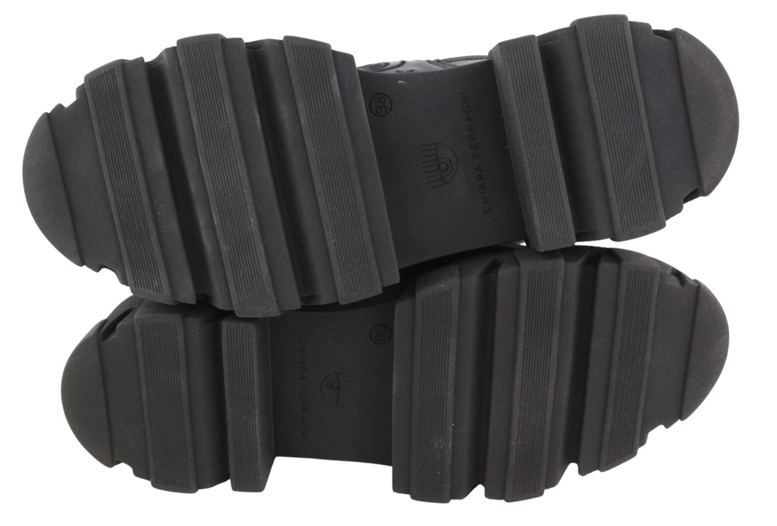 CHIARA FERRAGNI Vegan Abraded Leather Women Boots EU38 Black Chunky Sole RRP322