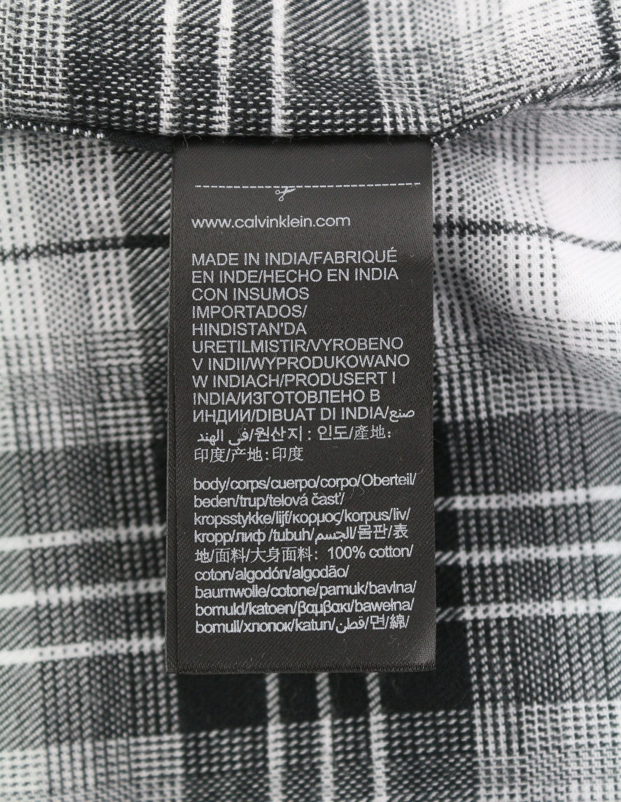 CALVIN KLEIN Men Shirt XL Flannel Plaid Patch Pockets Spread Neck Logo Casual