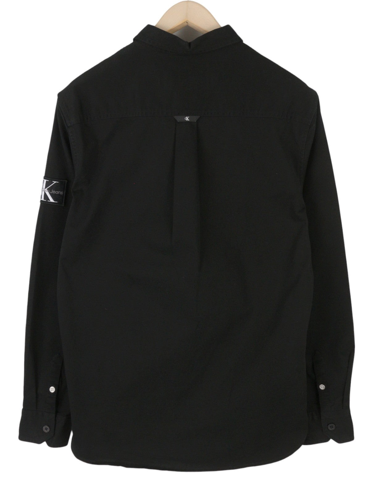 CALVIN KLEIN Men Shirt L Black Regular Fit Spread Neck Button-Up Dark Casual