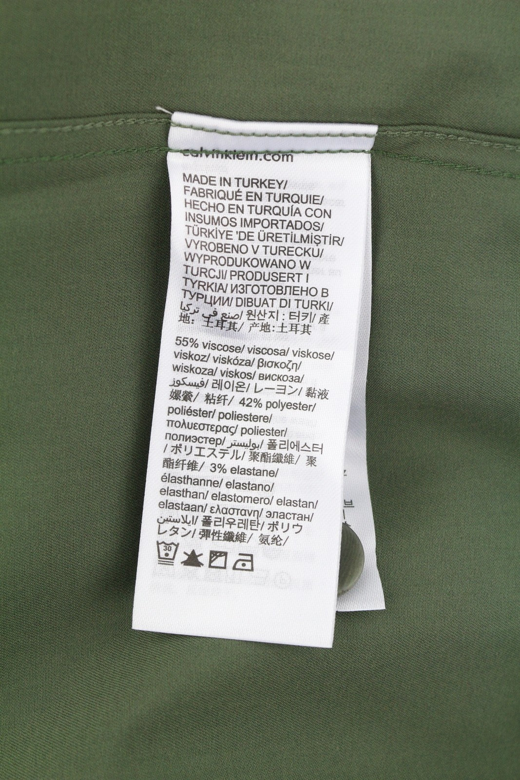 CALVIN KLEIN Minimal Twill Tail Men Shirt S Green Spread Patch Pocket Overshirt