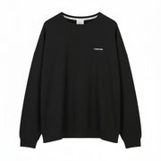 CALVIN KLEIN Men Sweatshirt XL Black Crew Embroidered Logo Sleepwear Pullover