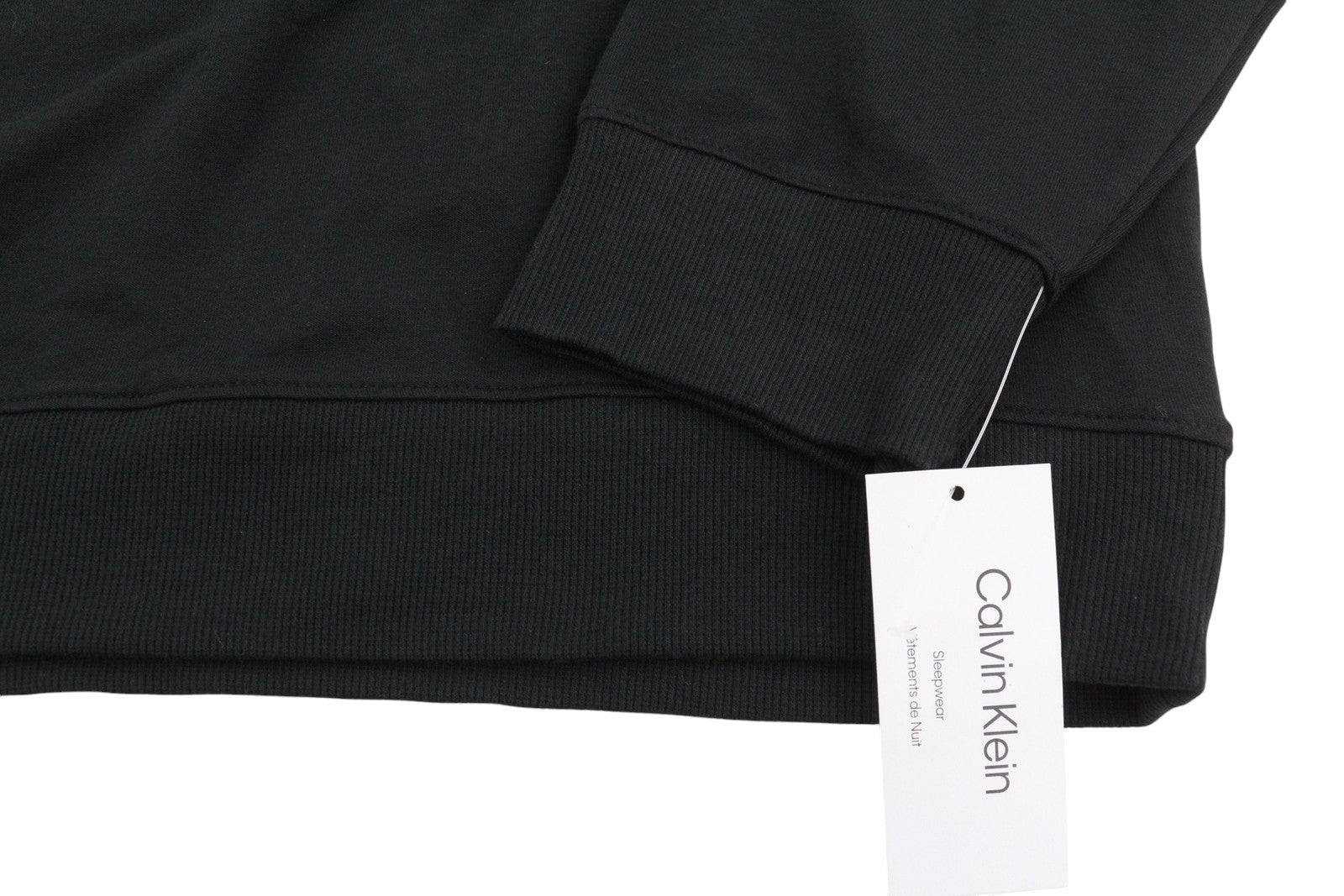 CALVIN KLEIN Men Sweatshirt XL Black Crew Embroidered Logo Sleepwear Pullover