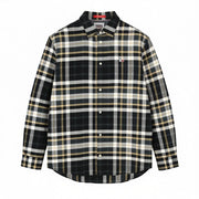 TOMMY HILFIGER Men Shirt M Flannel Plaid Classic Fit Spread Neck Button-Up Logo