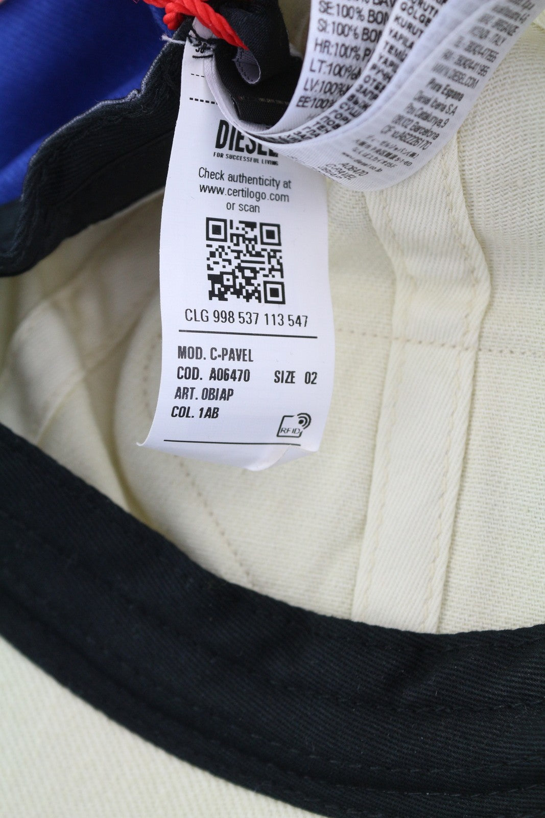 DIESEL C-Pavel Men's Cap One Size Baseball Cotton Power Station Embroidery