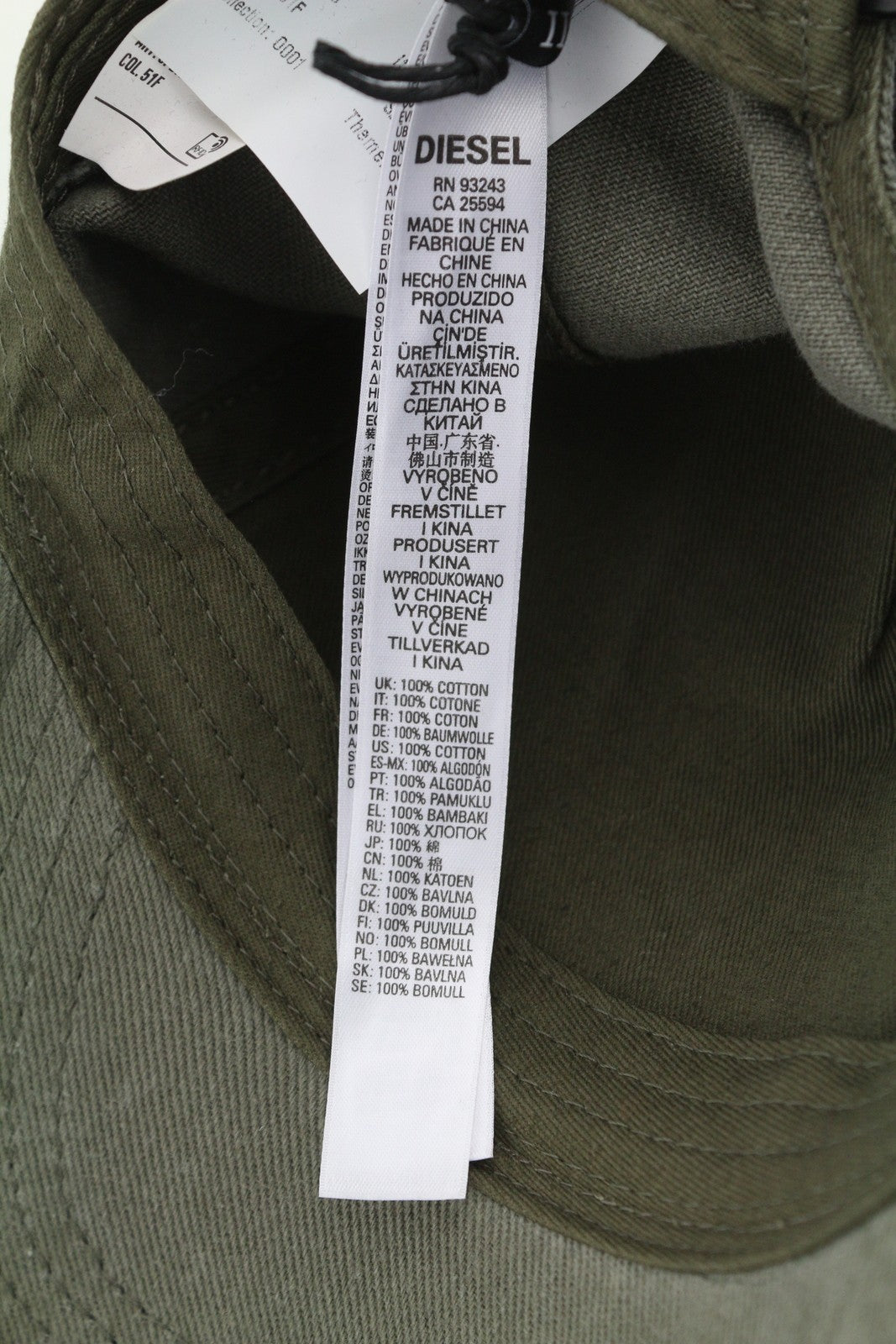 DIESEL C-Stone Men's Cap One Size Baseball D-Rill Usion Khaki Logo Cotton