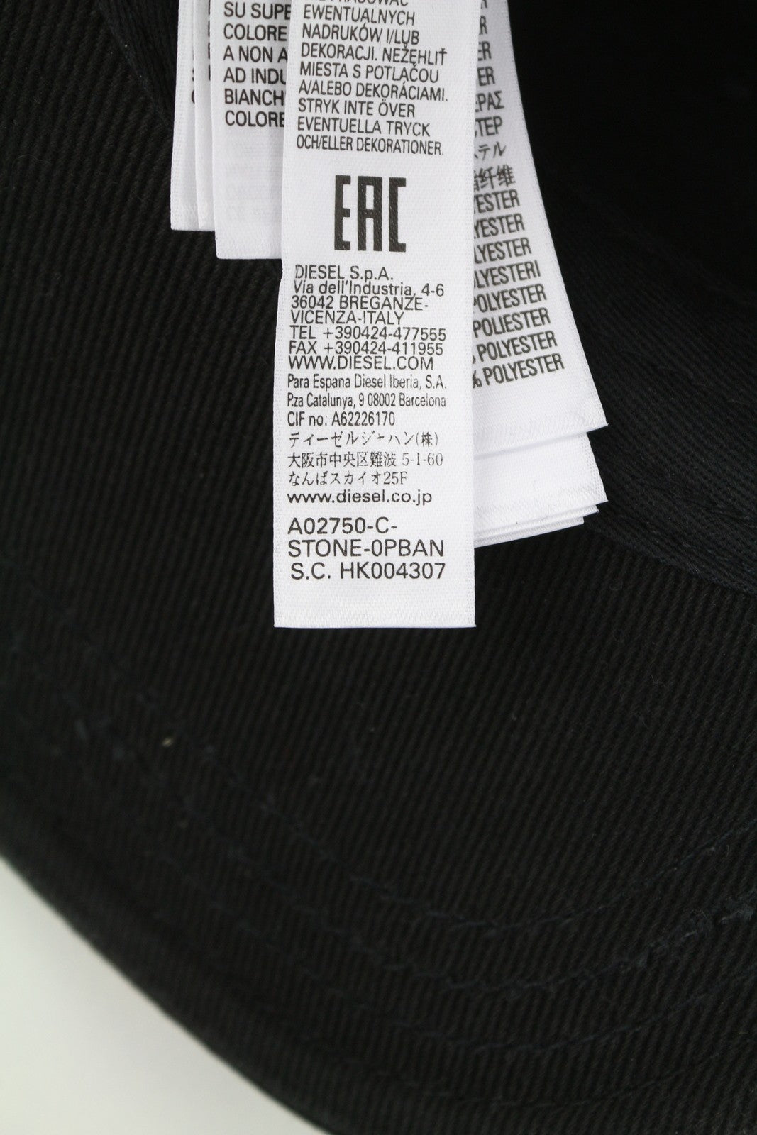 DIESEL C-Stone Men's Cap One Size Baseball D-Rill Usion Black Cotton Logo